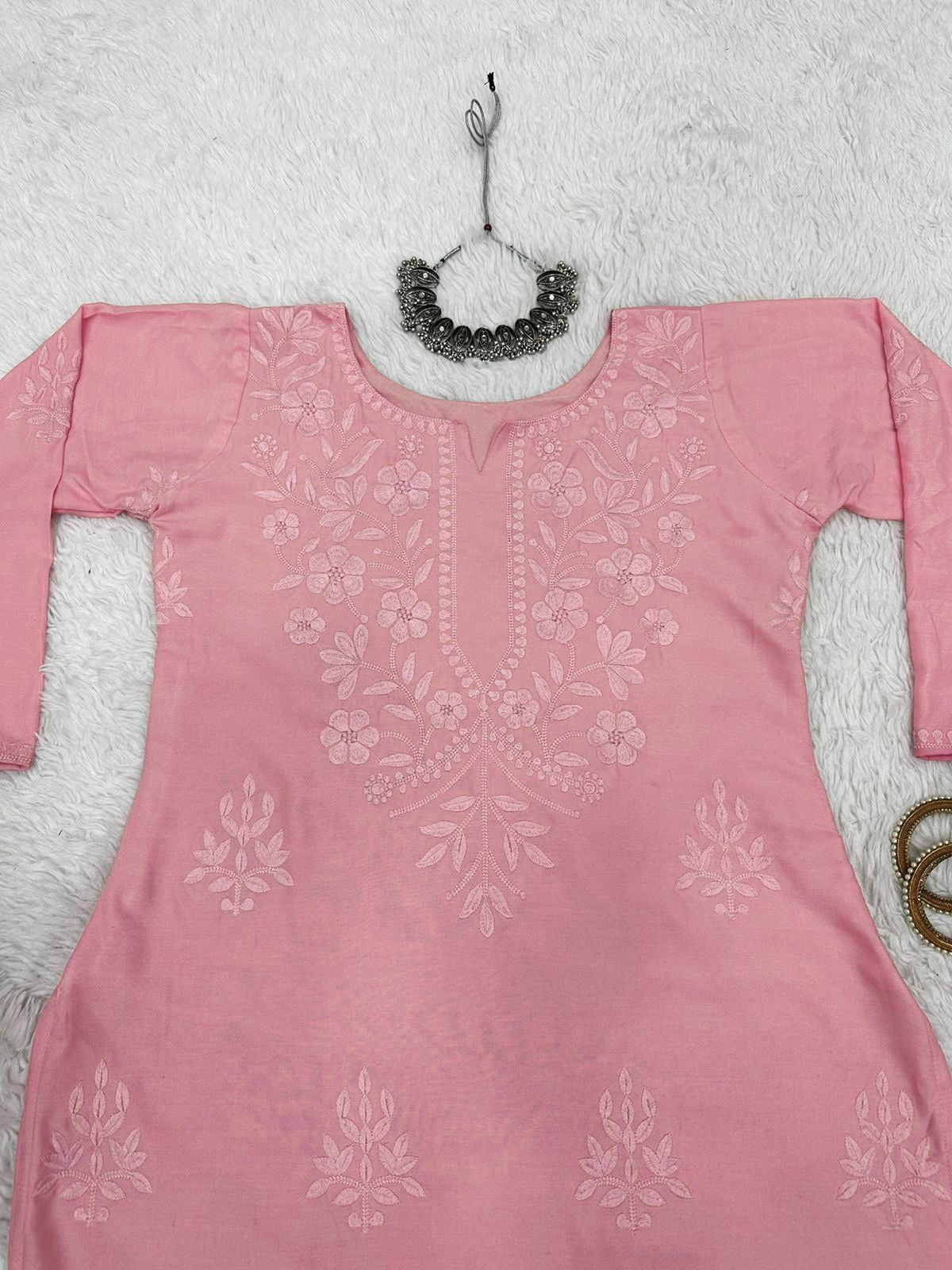 Chikan Rayon Kurta Set