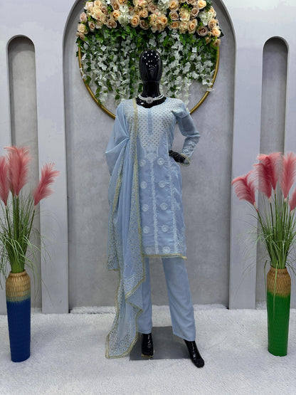 Embroidered Organza Kurta Set