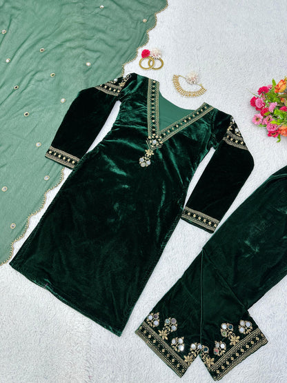 Alia Bhatt Inspired Velvet Kurta Set