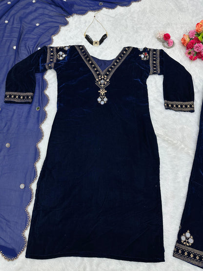 Alia Bhatt Inspired Velvet Kurta Set