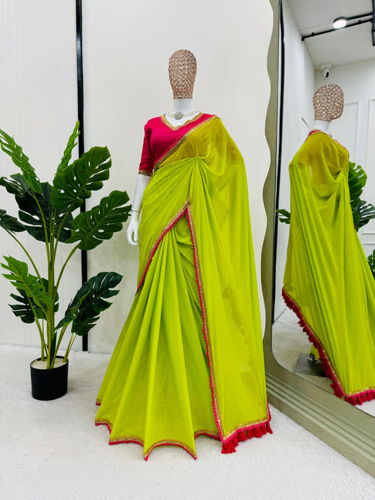 Neon Saree (Green and Pink)