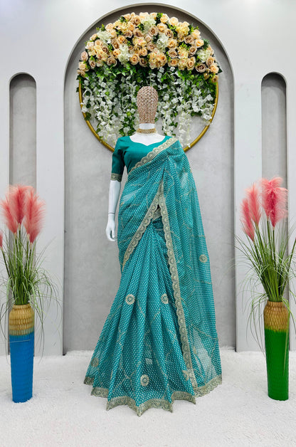 Lace Work Silk Saree