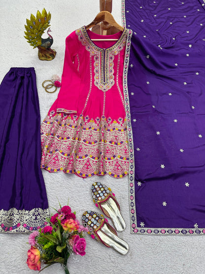 Designer Embroidered Sharara Set