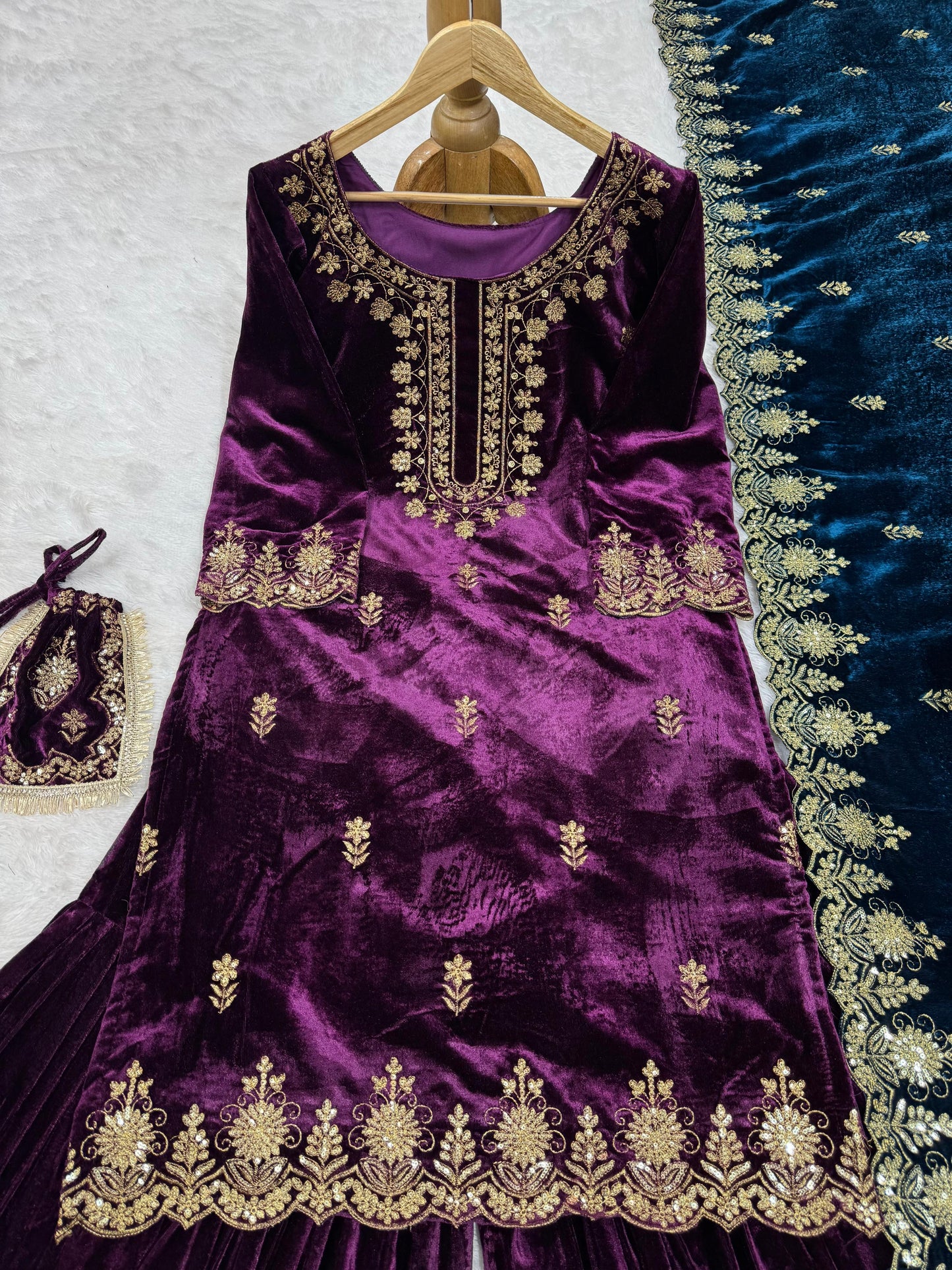 Velvet Sharara Set