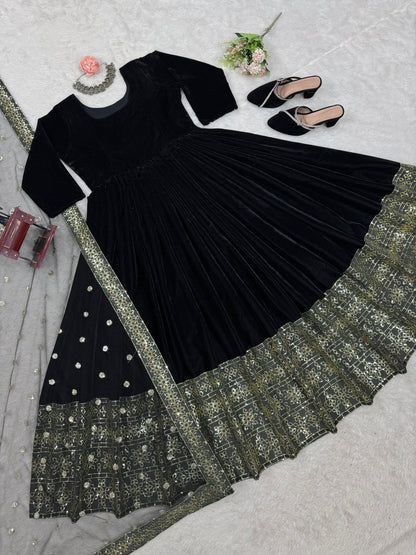 Velvet Anarkali Set