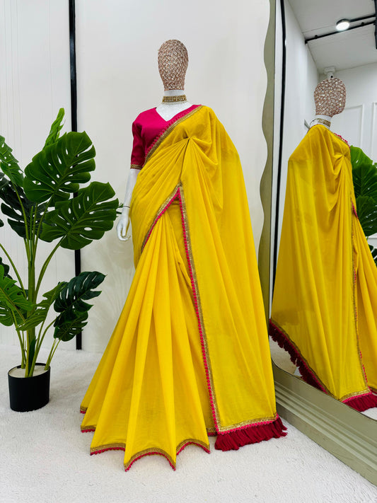 Neon Saree - Yellow Pink