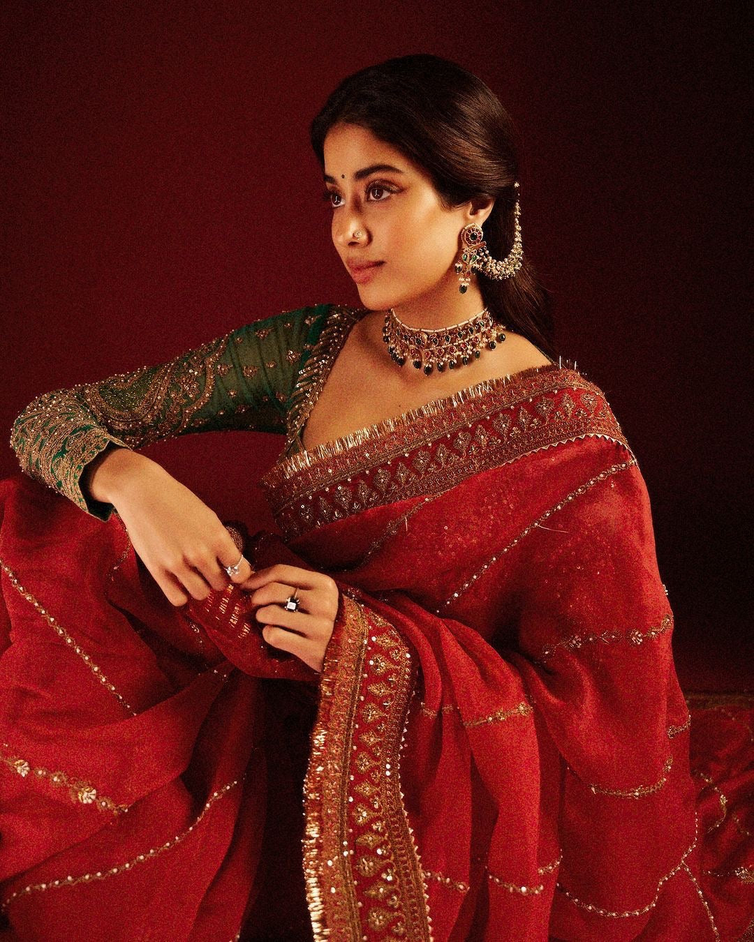 Janhvi Kapoor Inspired Thread Work Saree