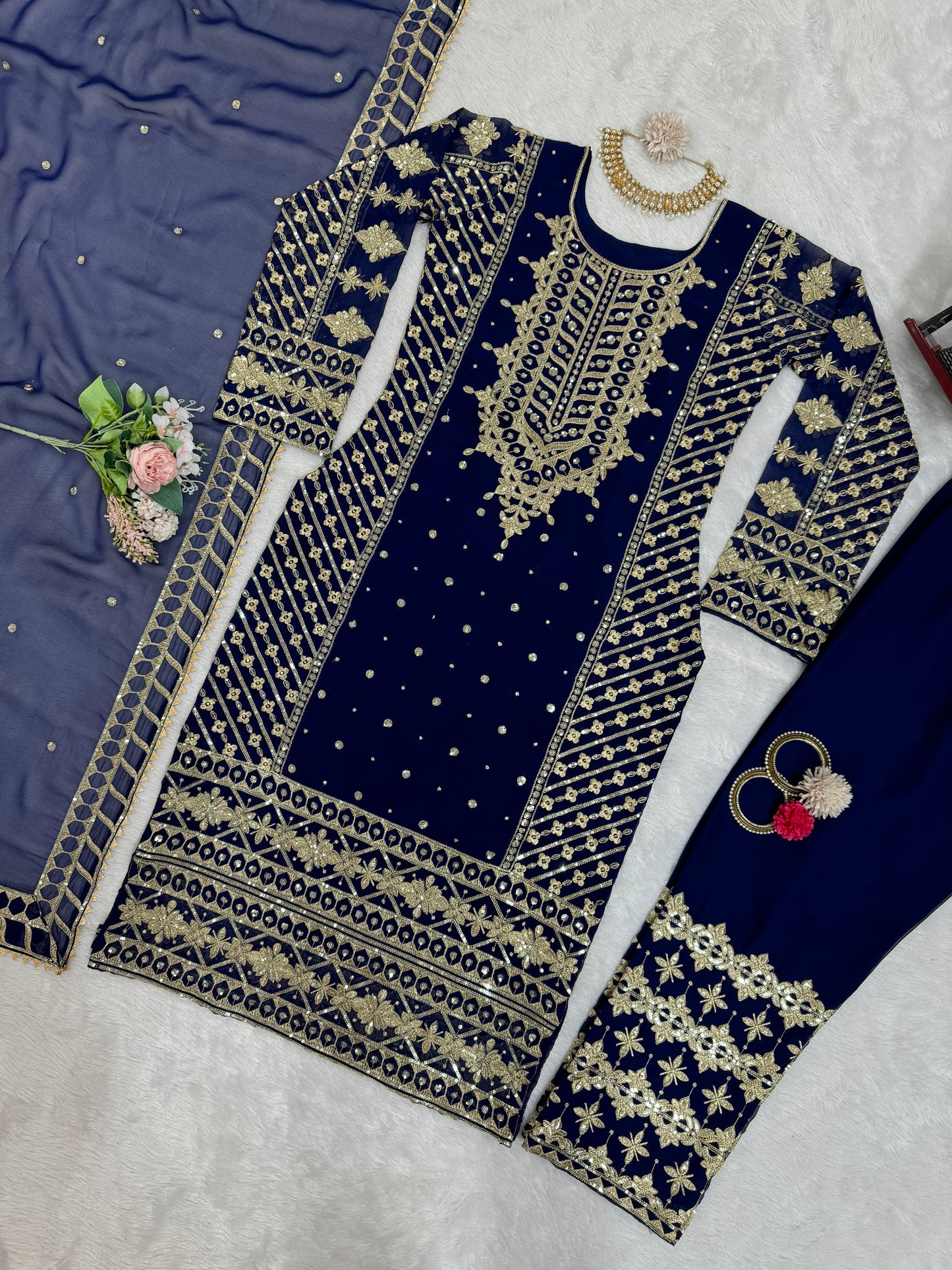 Sequins Work Kurta Set