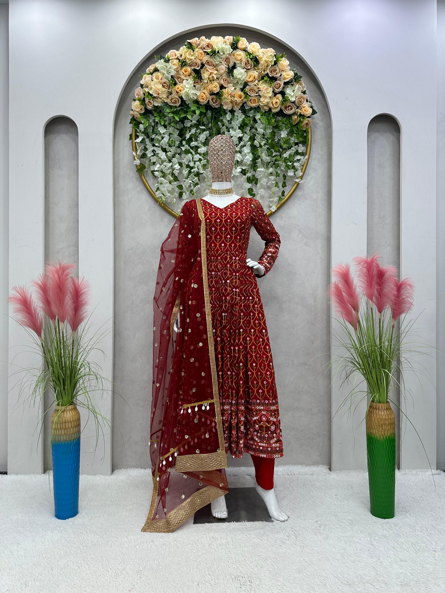 Fully Embroidered Anarkali Set