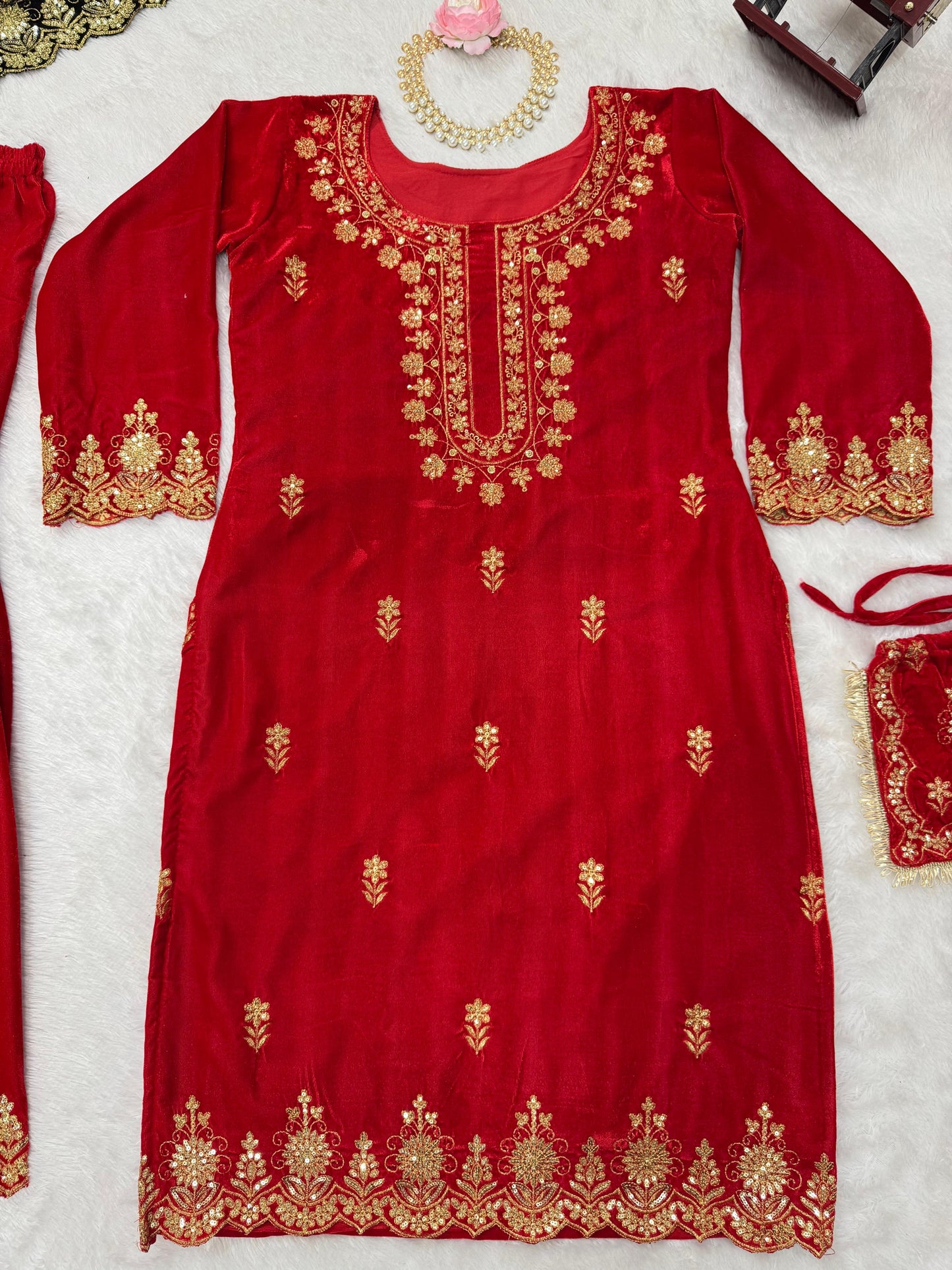 Velvet Sharara Set