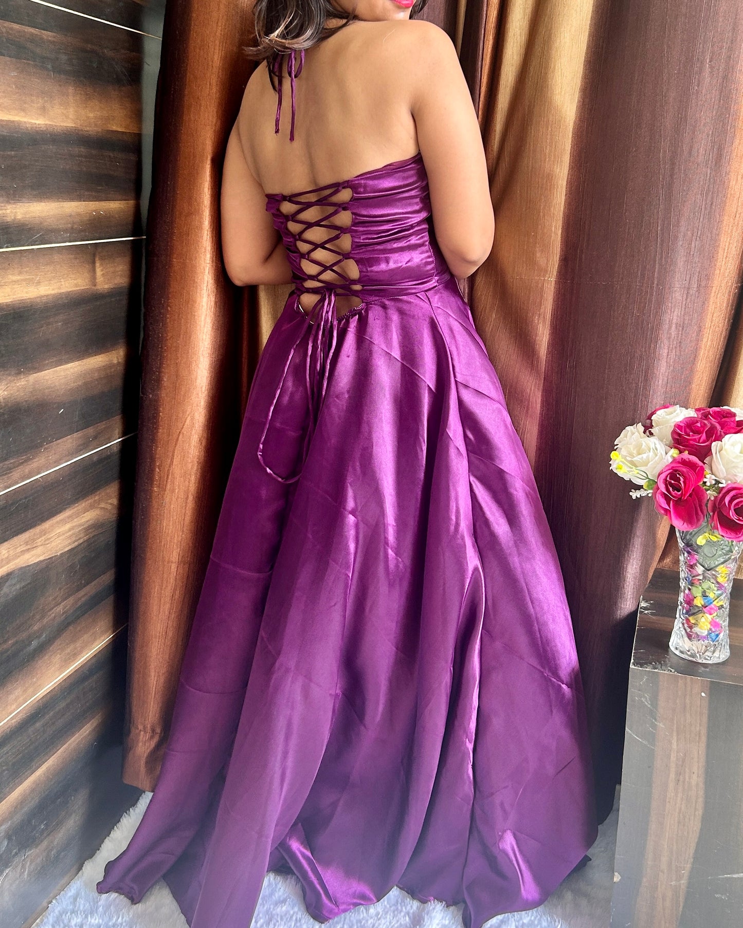 Silky Satin Designer Back Dress