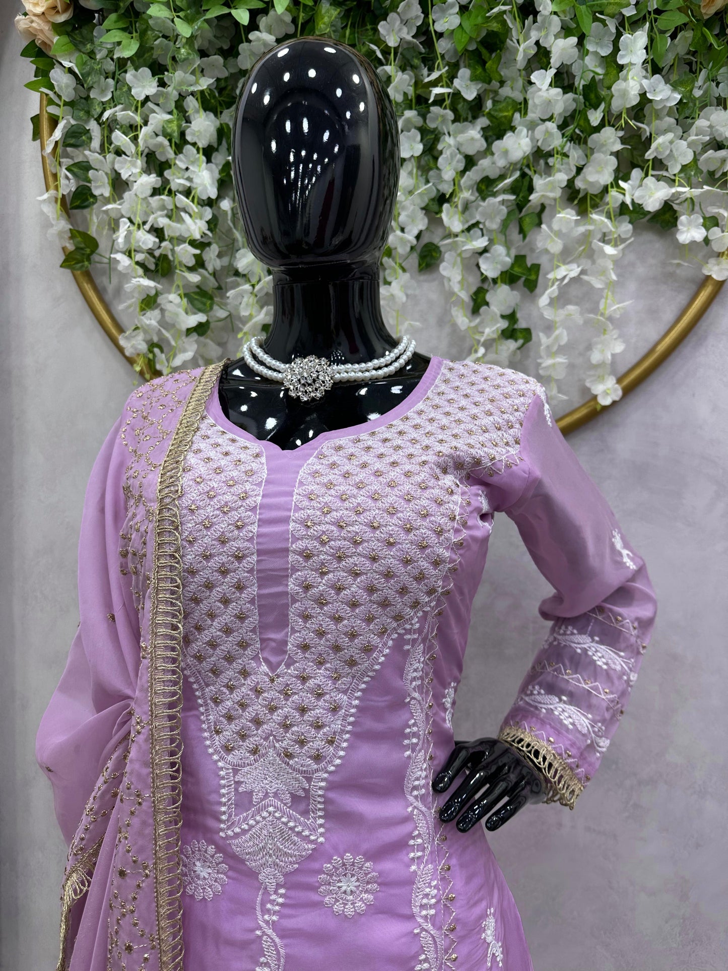 Embroidered Organza Kurta Set