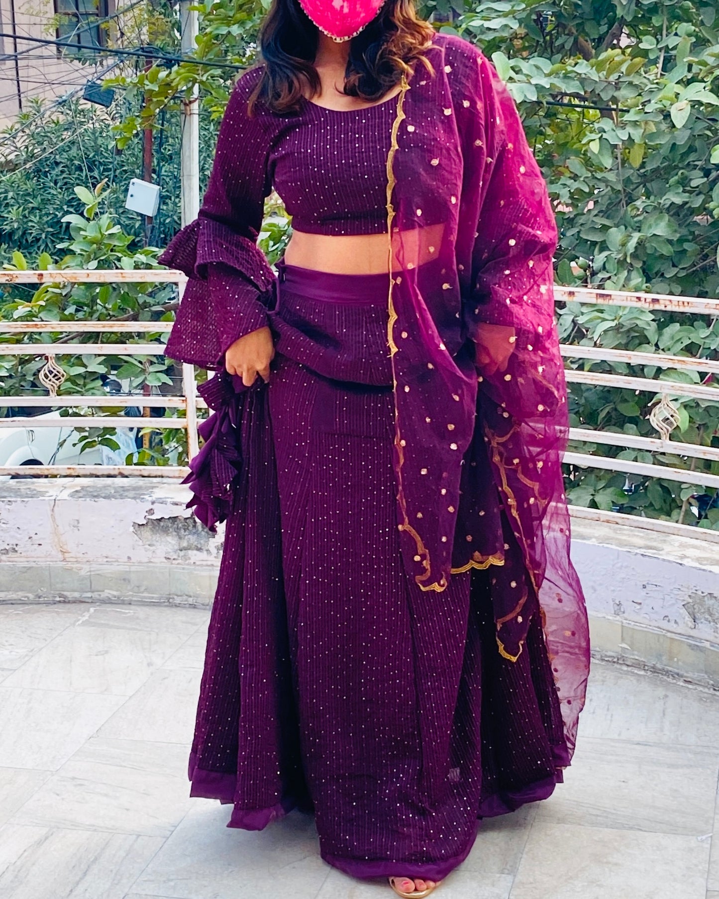 Sequins Lehenga with Dupatta