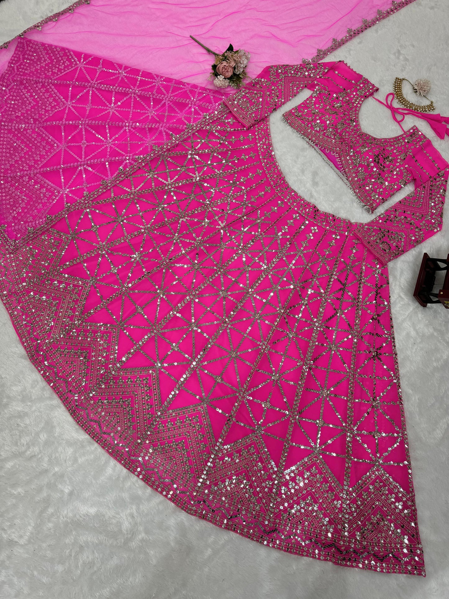 Designer Lehenga Set in Pink