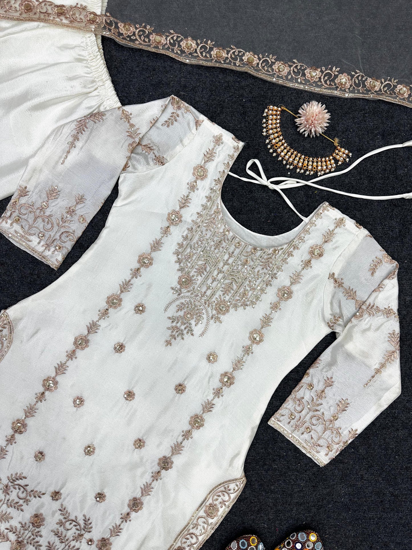 Designer Sharara Set in White