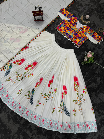 Navratri Special Digital Print and Thread Work Lehenga Set