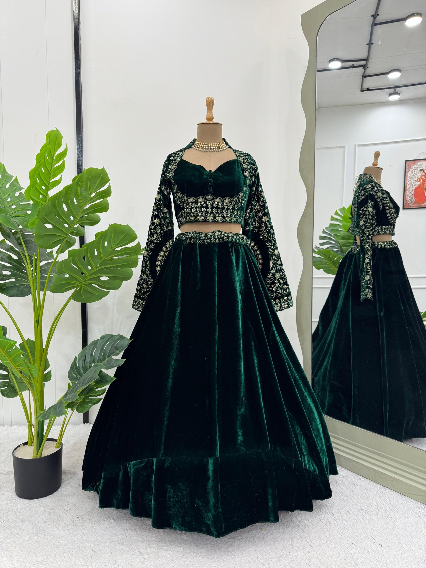 Velvet Lehenga Set