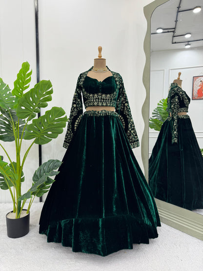 Velvet Lehenga Set