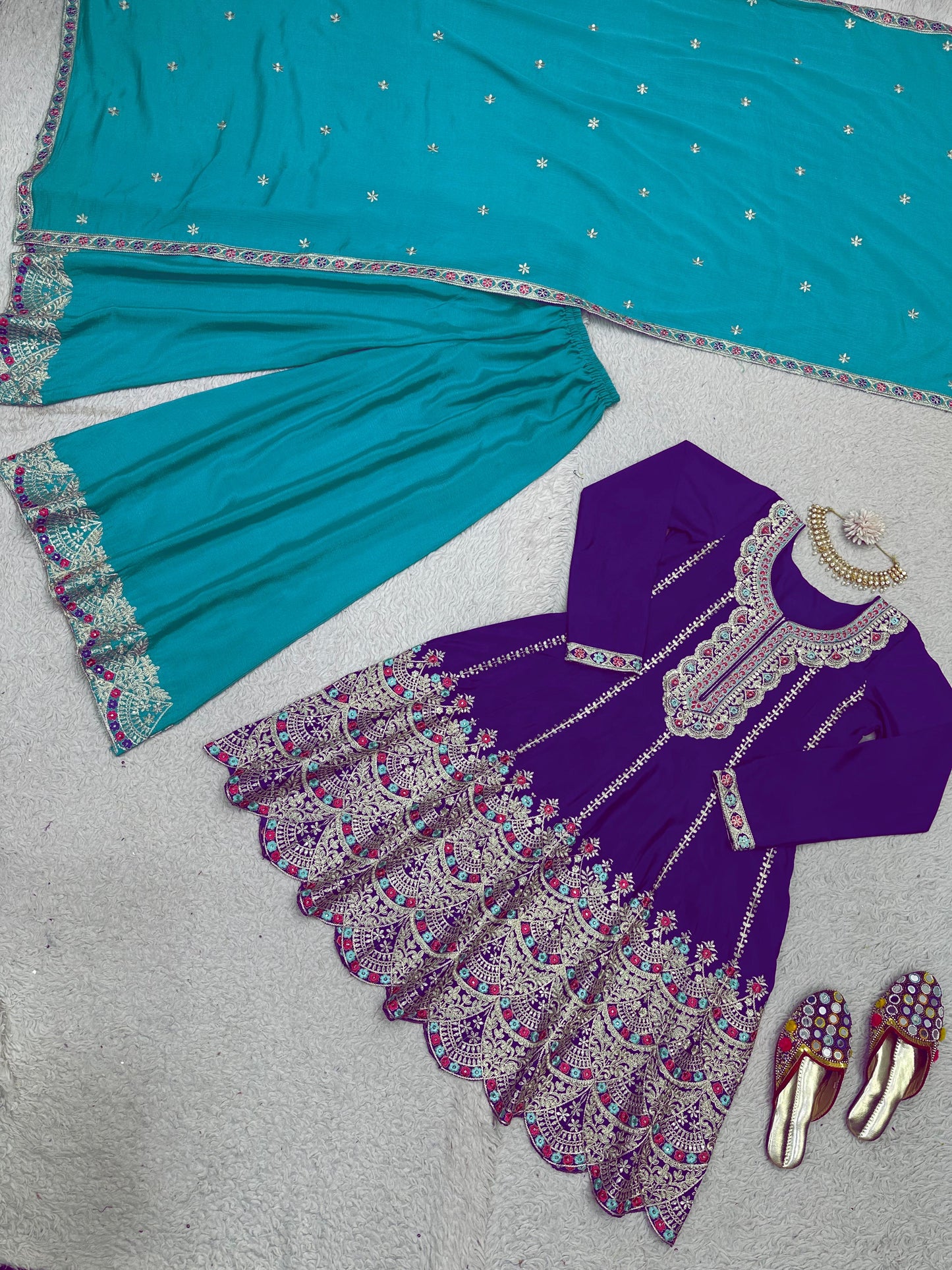 Designer Embroidered Sharara Set