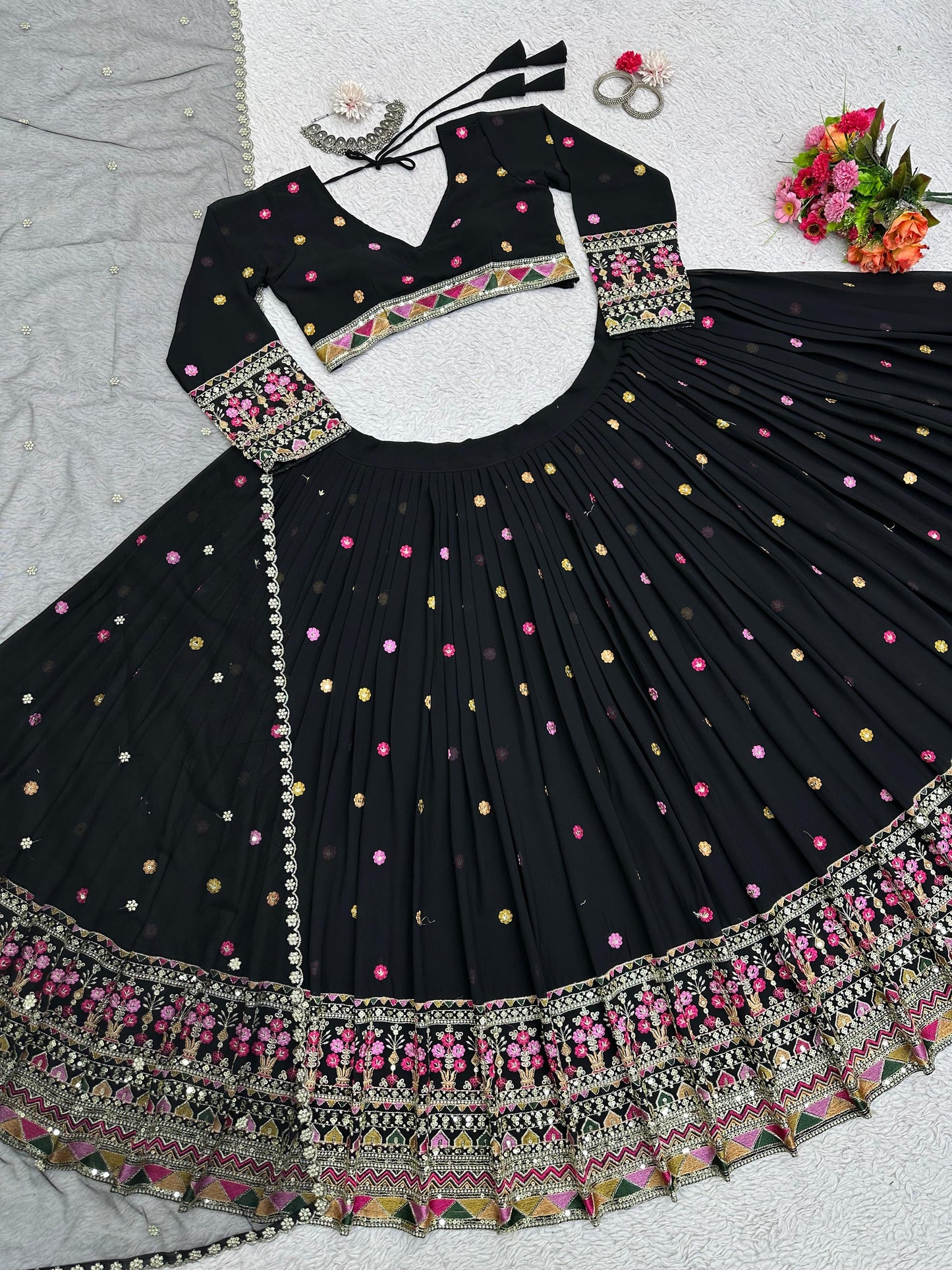 Designer Lehenga Set in Black