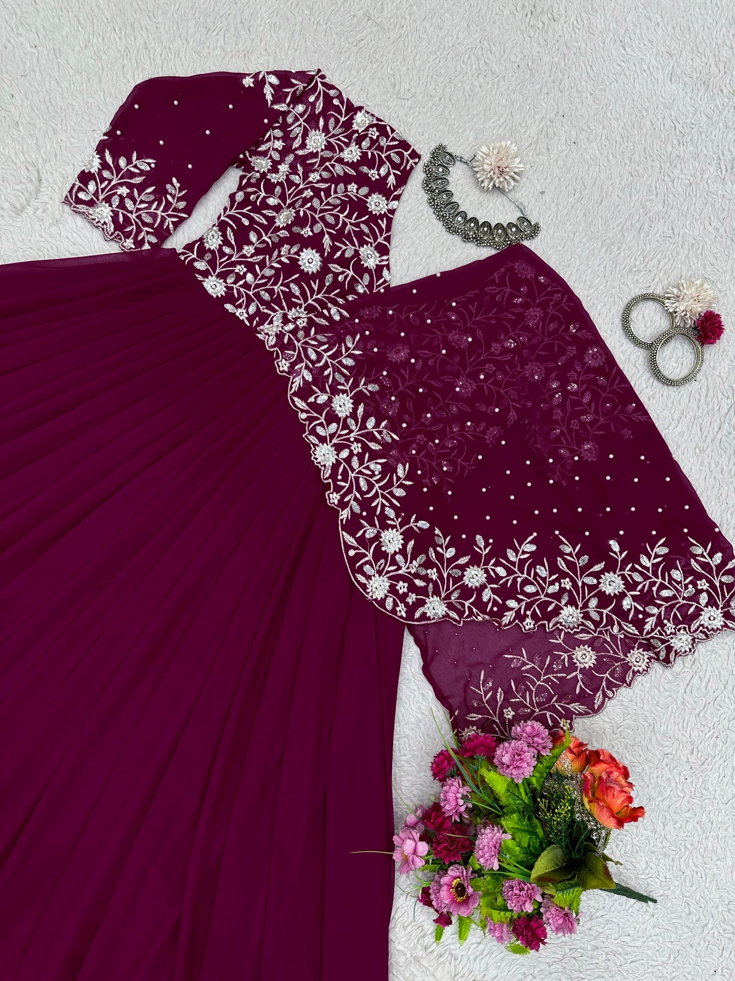 Half Cape Anarkali Gown