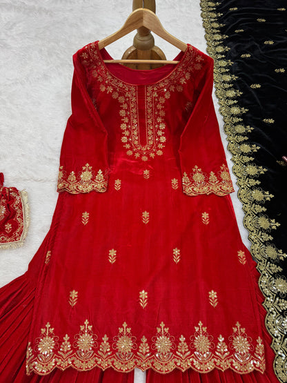 Velvet Sharara Set