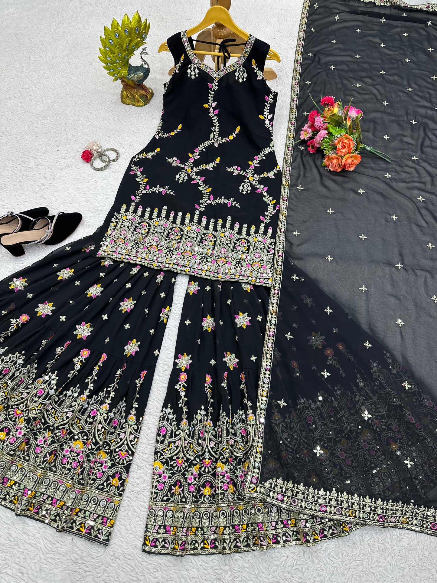 Black Sharara Set