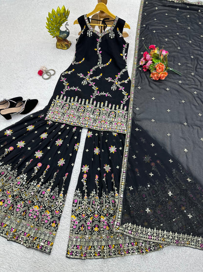 Black Sharara Set