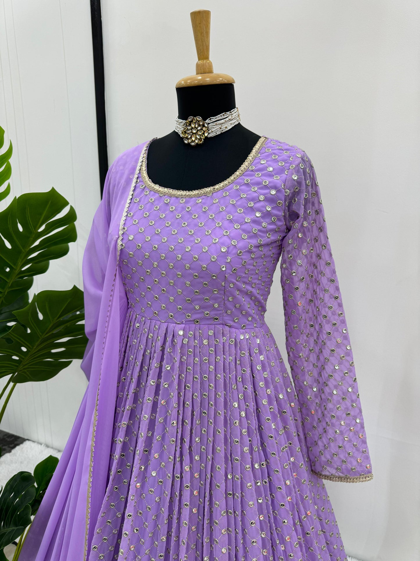 Thread work Anarkali Set