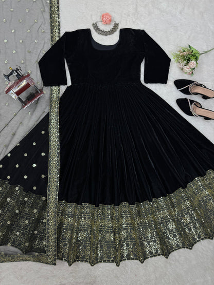 Velvet Anarkali Set