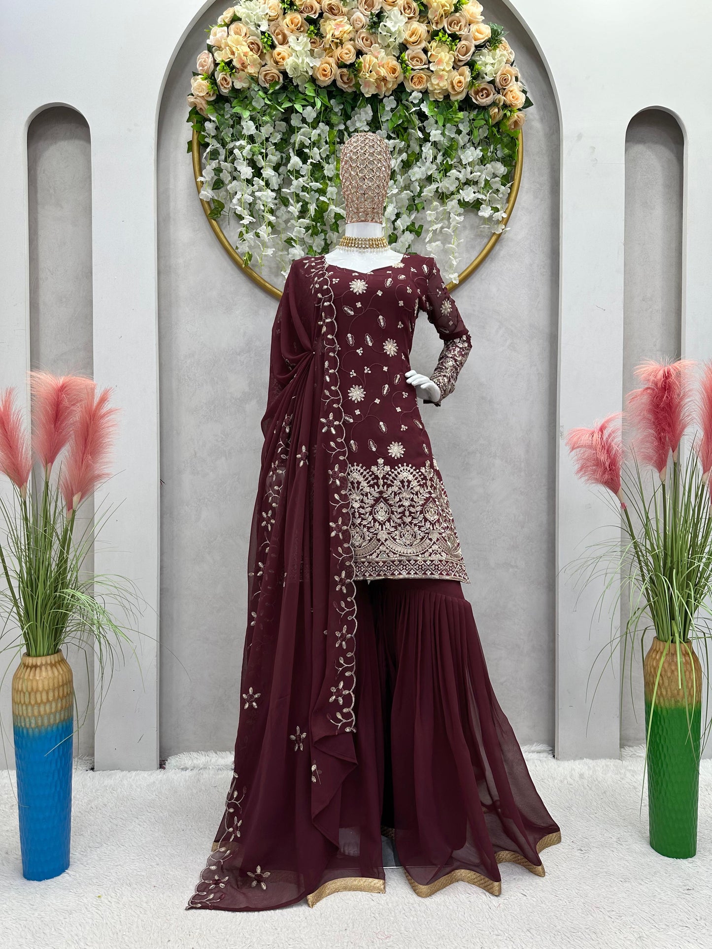 Sequins Work Sharara Set