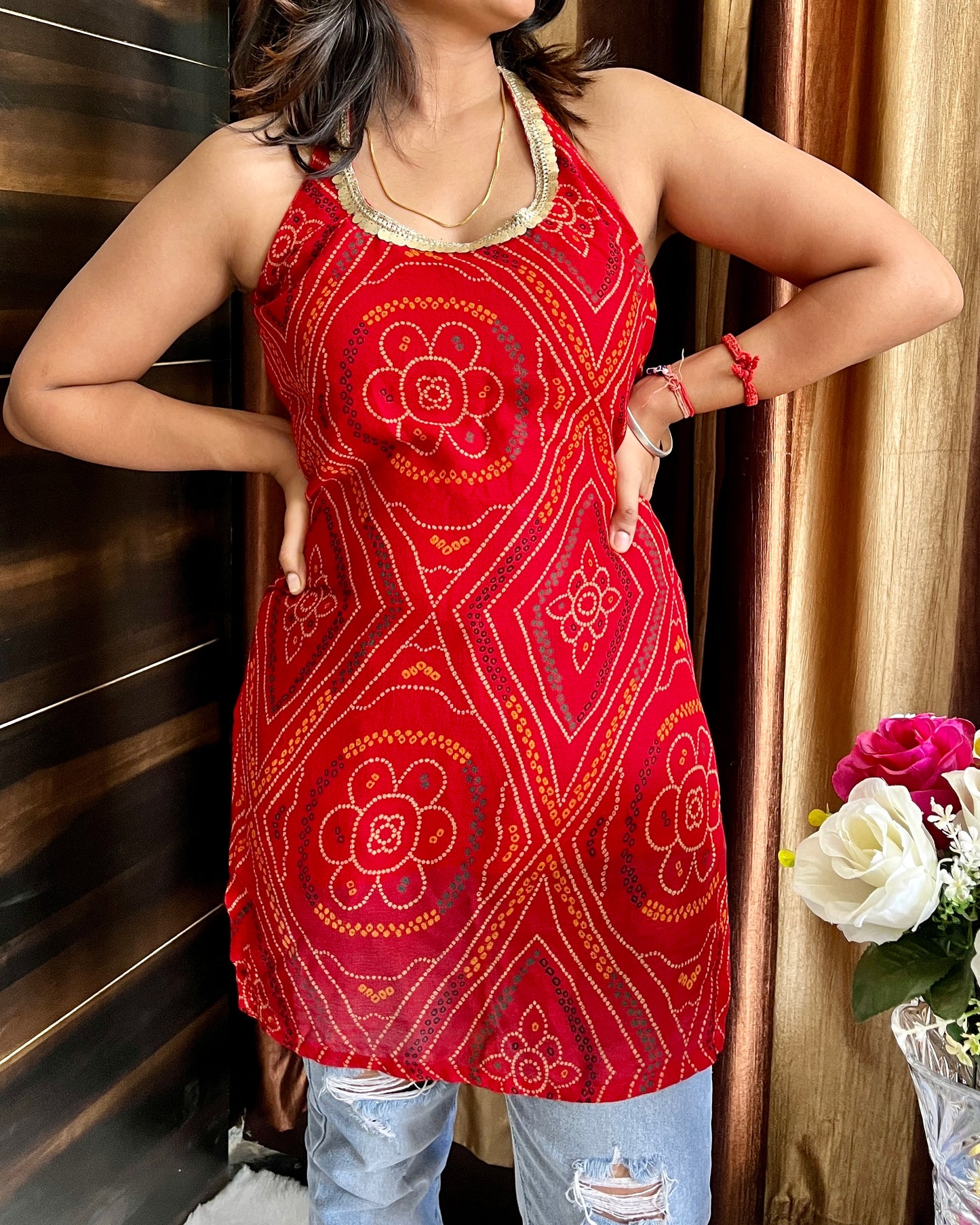 Halter Neck Short Kurta