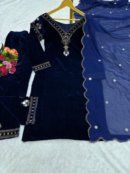 Alia Bhatt Inspired Velvet Kurta Set