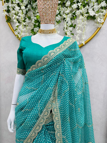 Lace Work Silk Saree