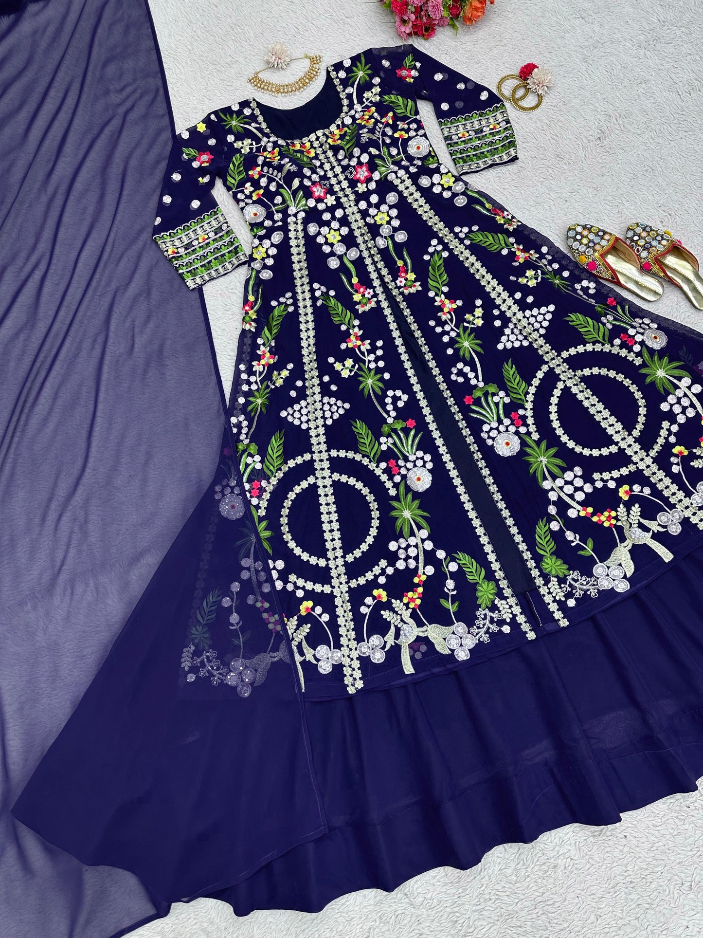 Sequins Work Lehenga Set