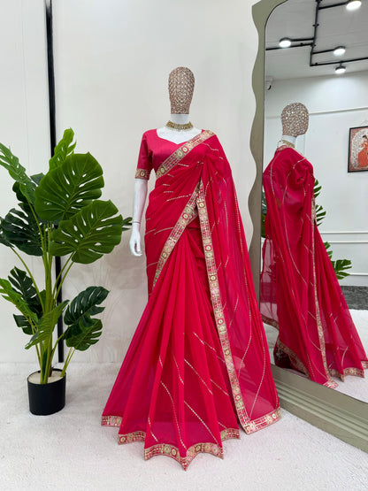 Sequins Work Georgette Saree