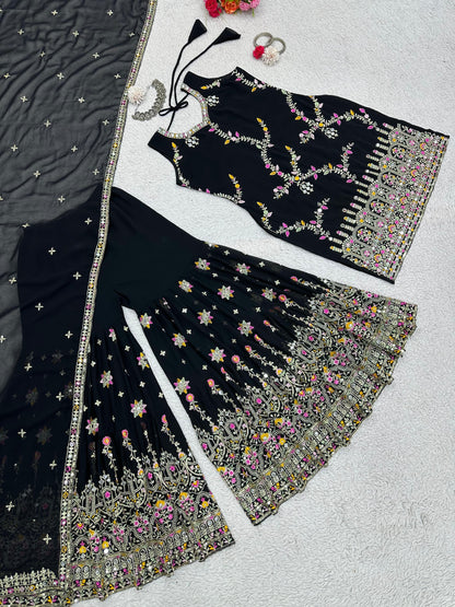 Black Sharara Set