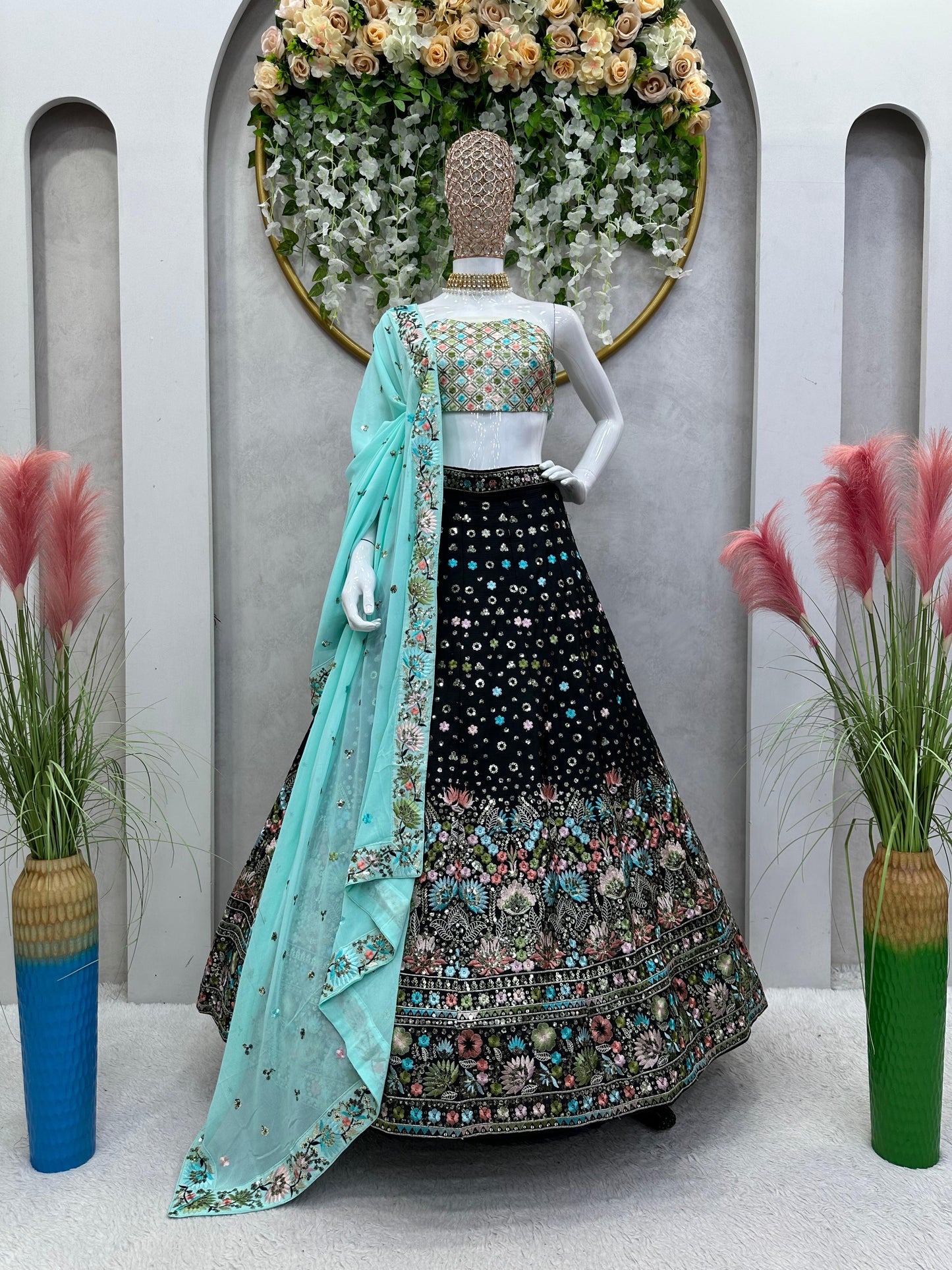 Heavy Designer Embroidered Lehenga Set