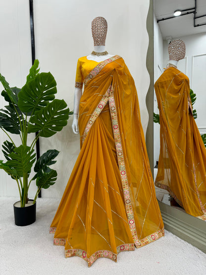 Sequins Work Georgette Saree