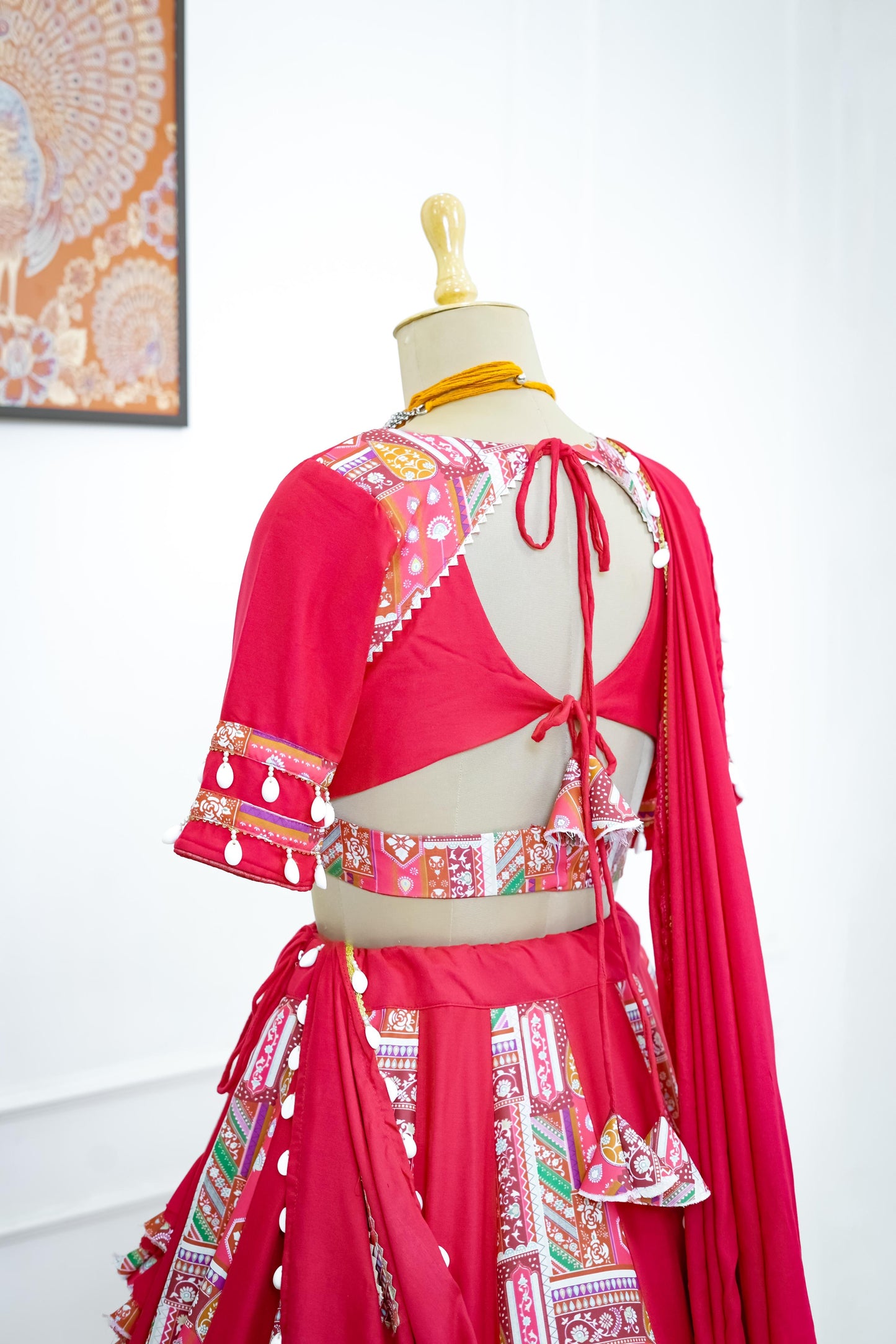 Navratri Special Mashup Lehenga Set - Red