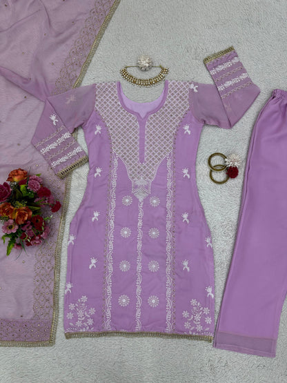 Embroidered Organza Kurta Set