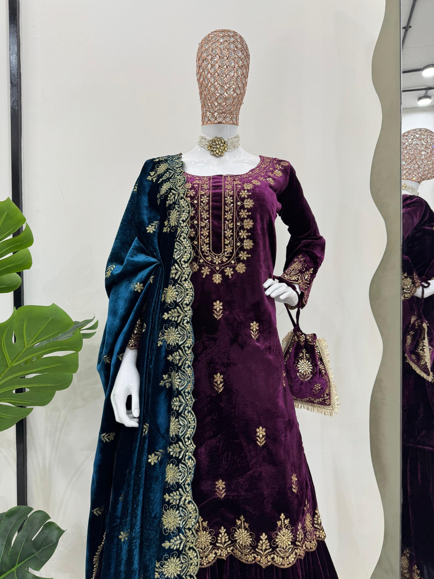 Velvet Sharara Set