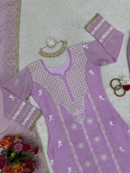 Embroidered Organza Kurta Set