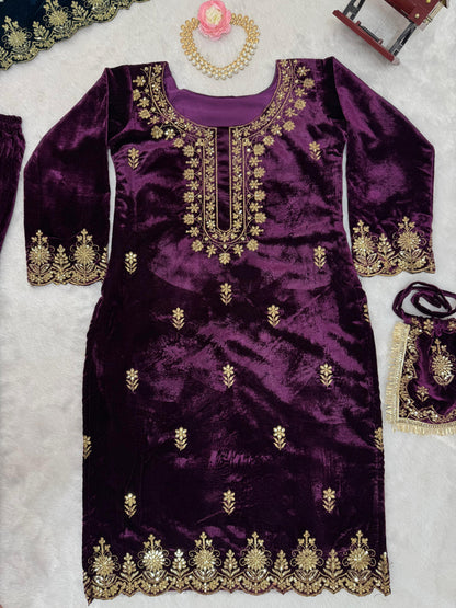 Velvet Sharara Set