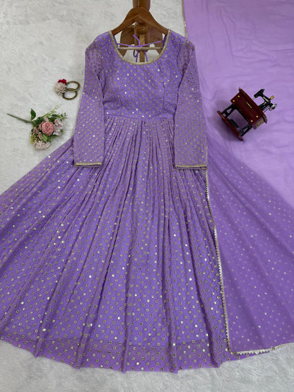 Thread work Anarkali Set