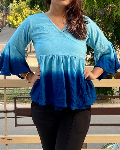 Ombre Wrap Around Peplum Top