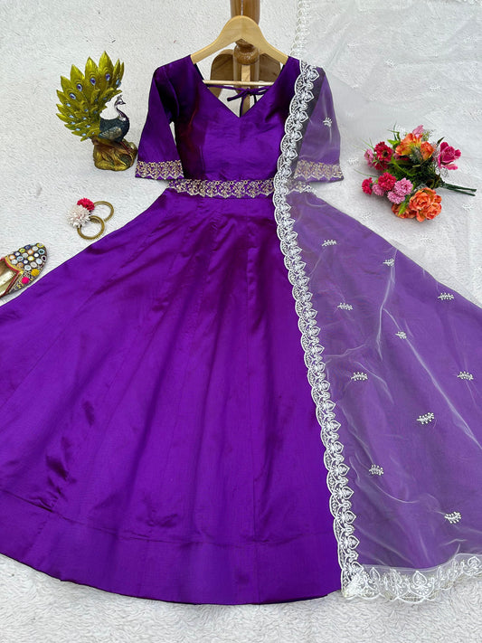 Anarkali with Thread Work Dupatta