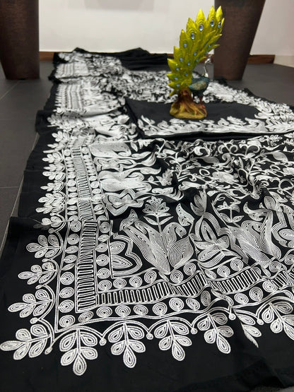 Chainstitch Work Saree