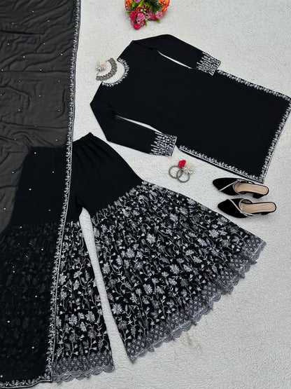 Designer Sharara Set in Black