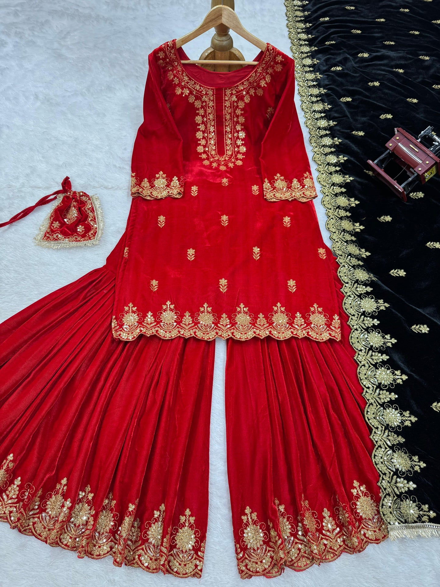 Velvet Sharara Set